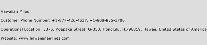 Hawaiian Miles Phone Number Customer Service