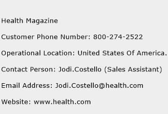 Health Magazine Phone Number Customer Service