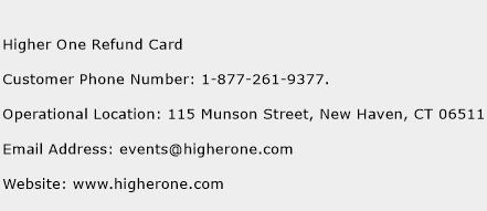 Higher One Refund Card Phone Number Customer Service