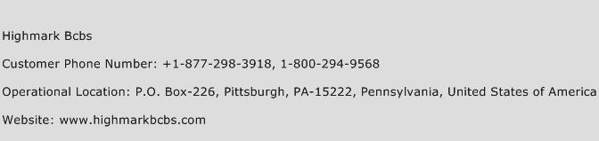 Highmark Bcbs Phone Number Customer Service