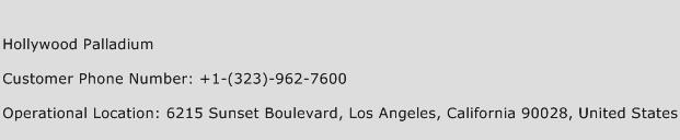 Hollywood Palladium Phone Number Customer Service