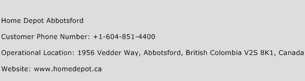Home Depot Abbotsford Phone Number Customer Service