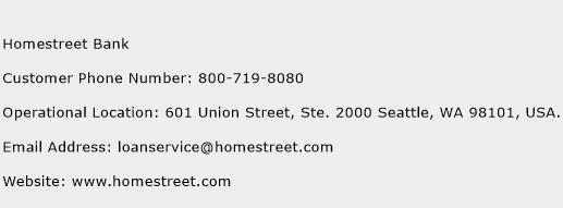 Homestreet Bank Phone Number Customer Service