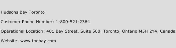 Hudsons Bay Toronto Phone Number Customer Service