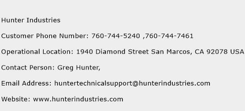 Hunter Industries Phone Number Customer Service