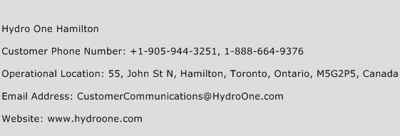 Hydro One Hamilton Phone Number Customer Service