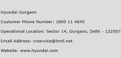 Hyundai Gurgaon Phone Number Customer Service