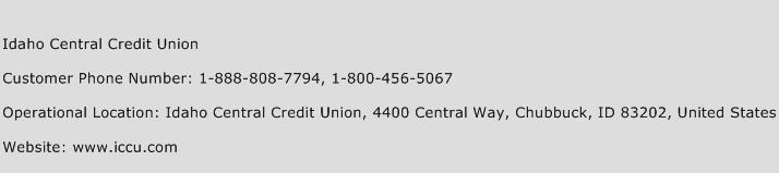 Idaho Central Credit Union Phone Number Customer Service