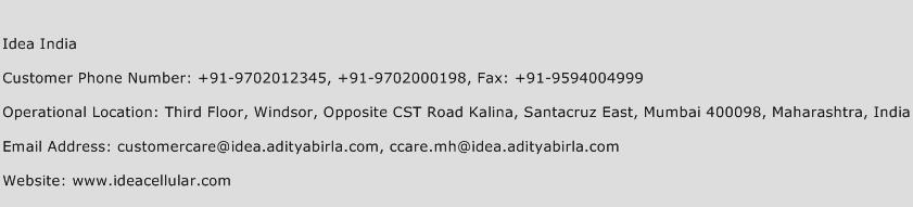Idea India Phone Number Customer Service