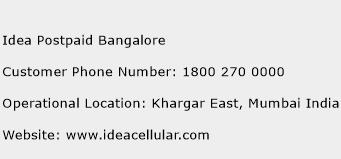 Idea Postpaid Bangalore Phone Number Customer Service