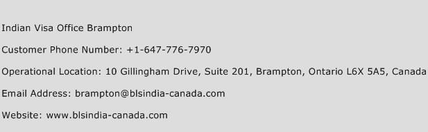Indian Visa Office Brampton Phone Number Customer Service