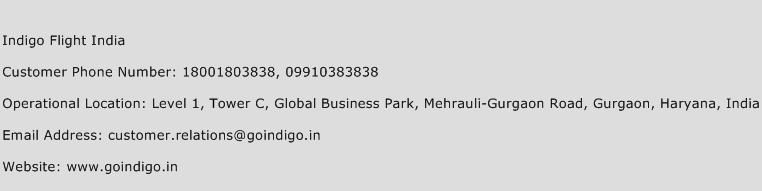 Indigo Flight India Phone Number Customer Service