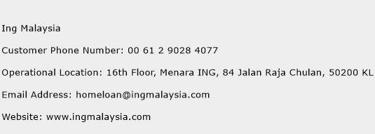 Ing Malaysia Phone Number Customer Service