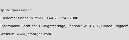 JP Morgan London Phone Number Customer Service