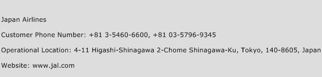 Japan Airlines Phone Number Customer Service