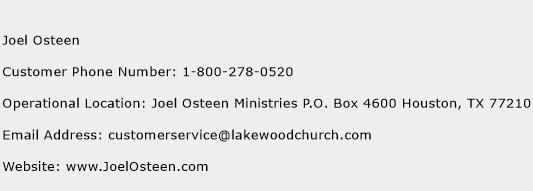 Joel Osteen Phone Number Customer Service