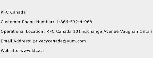 KFC Canada Phone Number Customer Service