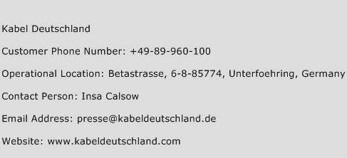 Kabel Deutschland Phone Number Customer Service