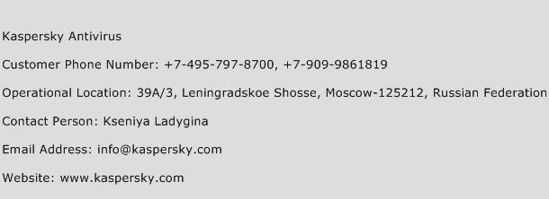 Kaspersky Antivirus Phone Number Customer Service