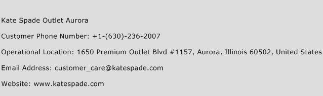 Kate Spade Outlet Aurora Phone Number Customer Service