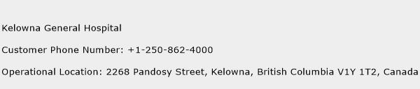 Kelowna General Hospital Phone Number Customer Service