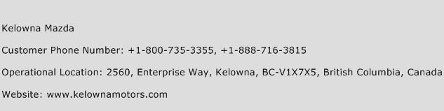 Kelowna Mazda Phone Number Customer Service