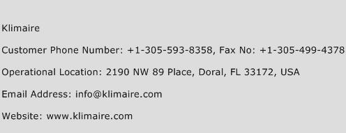 Klimaire Phone Number Customer Service