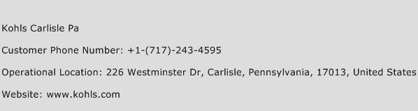 Kohls Carlisle Pa Phone Number Customer Service