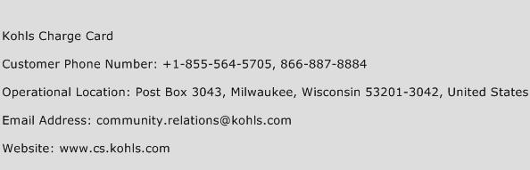 Kohls Charge Card Contact Number Kohls Charge Card Customer Service 
