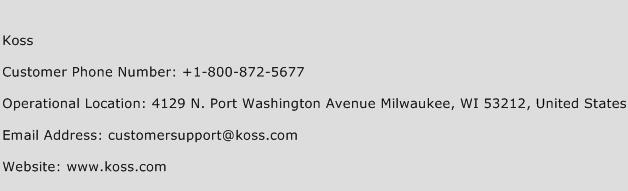 Koss Phone Number Customer Service