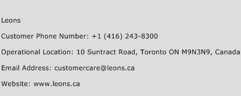 Leons Phone Number Customer Service
