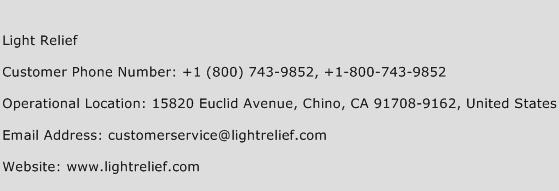Light Relief Phone Number Customer Service