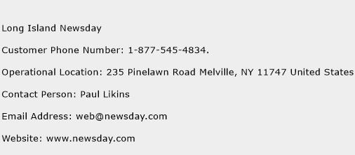 Long Island Newsday Phone Number Customer Service