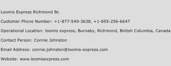 Loomis Express Richmond Bc Phone Number Customer Service