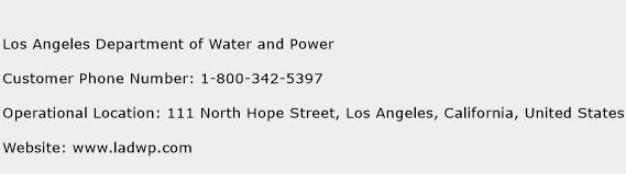 Los Angeles Department of Water and Power Phone Number Customer Service