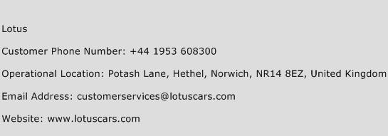 Lotus Phone Number Customer Service