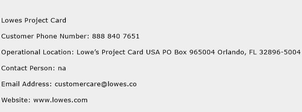 Lowes Project Card Phone Number Customer Service