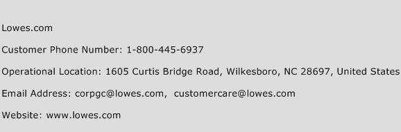 Lowes.com Phone Number Customer Service