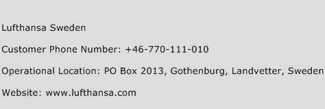 Lufthansa Sweden Phone Number Customer Service
