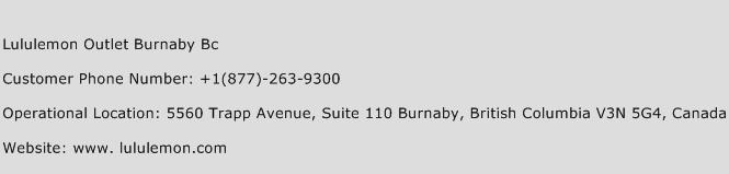 Lululemon Outlet Burnaby Bc Phone Number Customer Service