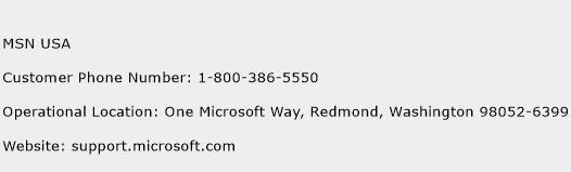 MSN USA Phone Number Customer Service