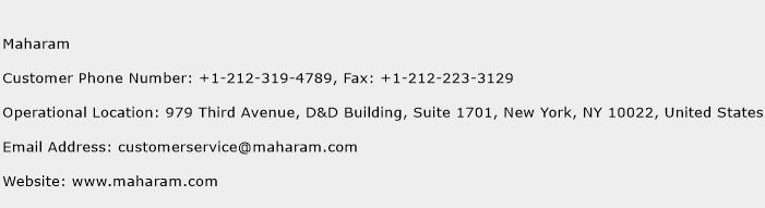 Maharam Phone Number Customer Service