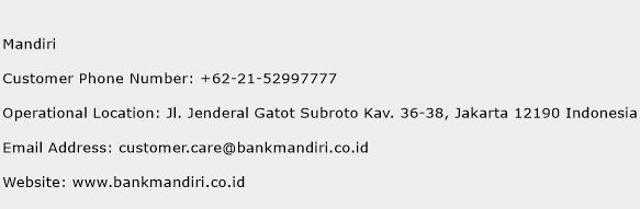 Mandiri Phone Number Customer Service