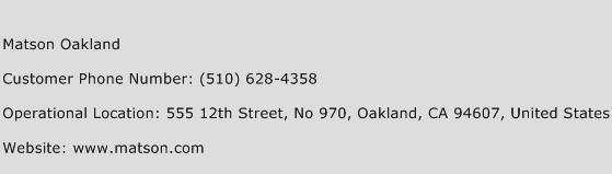 Matson Oakland Phone Number Customer Service