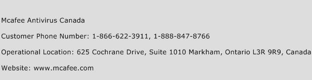 Mcafee Antivirus Canada Phone Number Customer Service