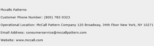 Mccalls Patterns Phone Number Customer Service