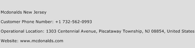 Mcdonalds New Jersey Phone Number Customer Service