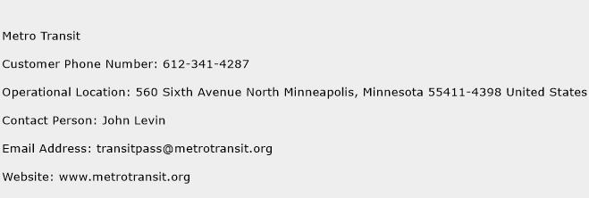 Metro Transit Phone Number Customer Service