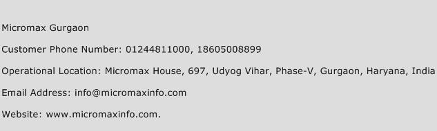 Micromax Gurgaon Phone Number Customer Service