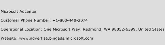 Microsoft Adcenter Phone Number Customer Service